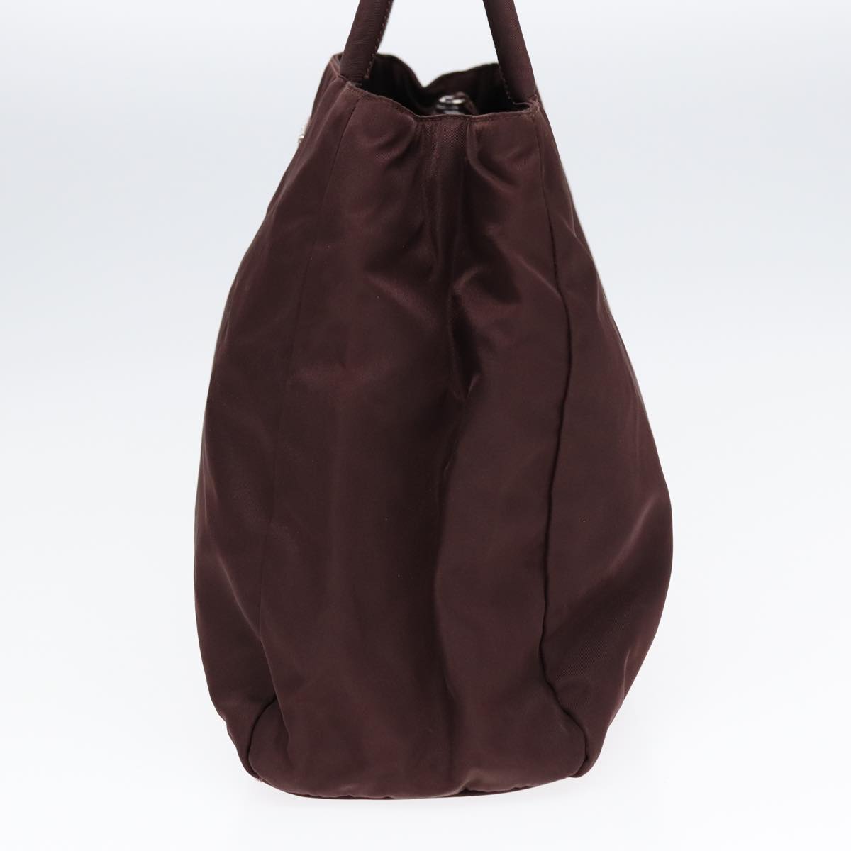 Luxury Prada Hand Bag Nylon Brown Silver 86147