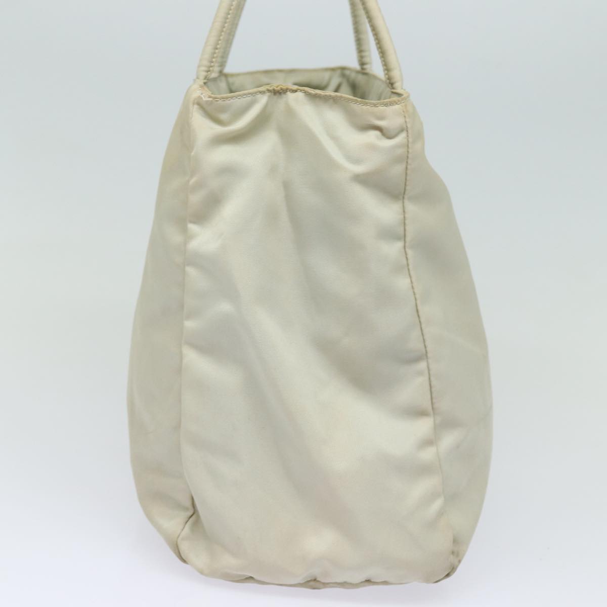 Luxury Prada Hand Bag Nylon Cream Silver 86254