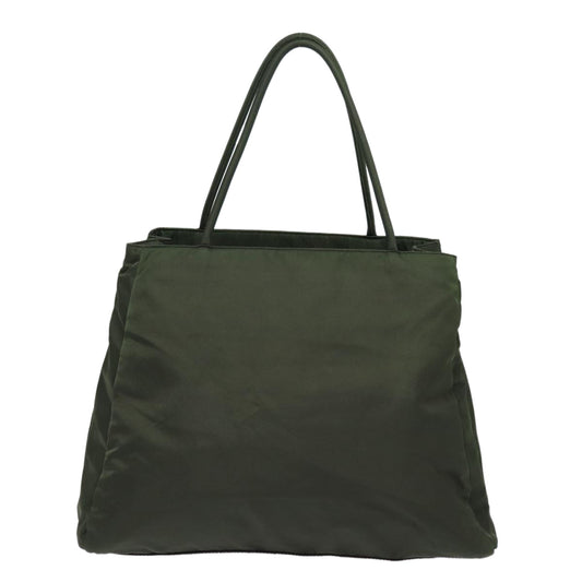 Luxury Prada Tote Bag Nylon Khaki Silver 86342