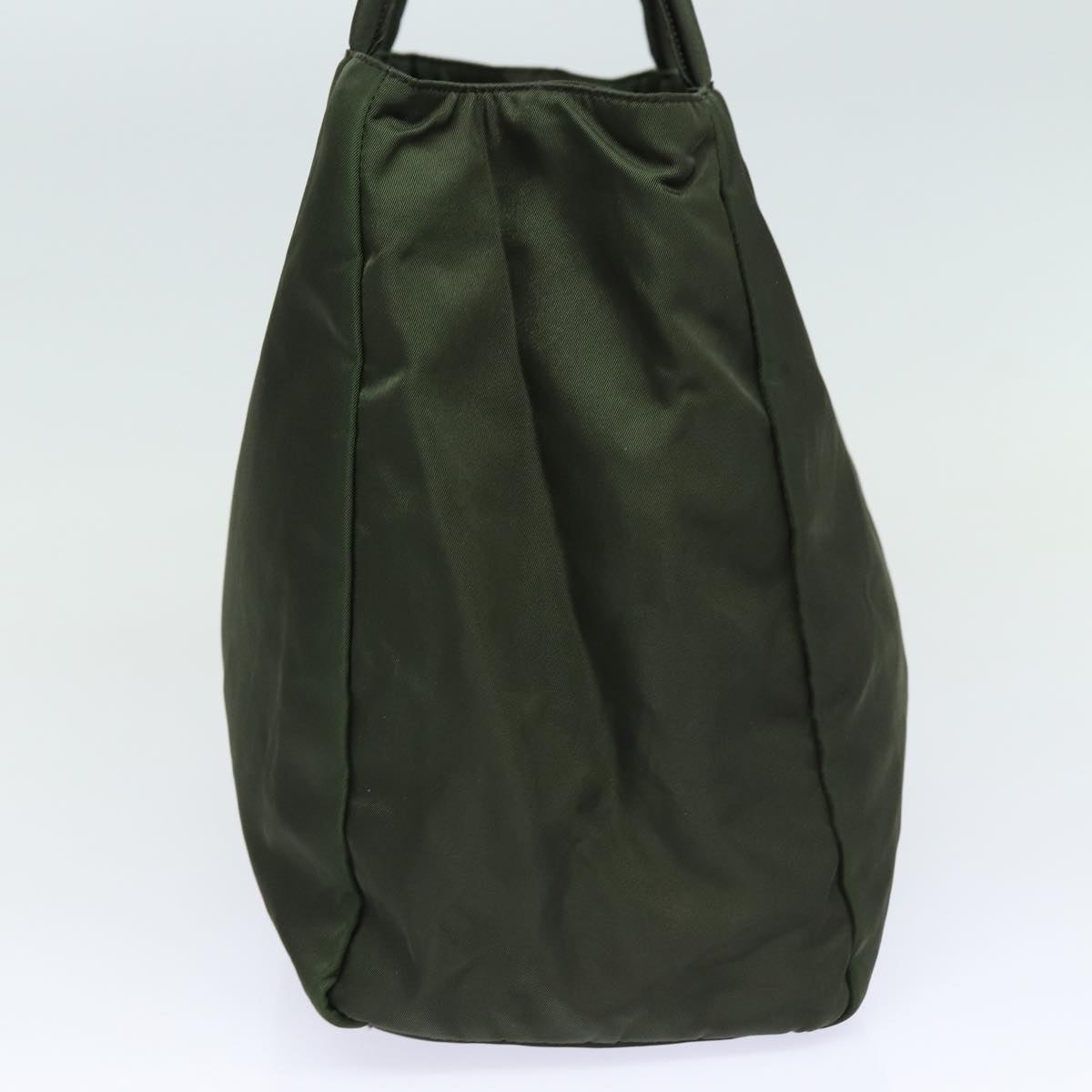 Luxury Prada Tote Bag Nylon Khaki Silver 86342