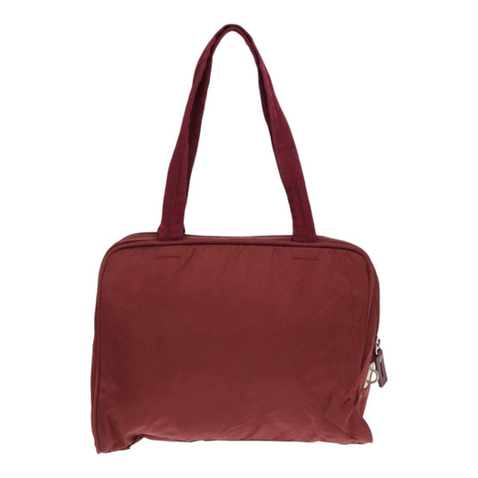 Luxury Prada Tote Bag Nylon Wine Red Silver 86345
