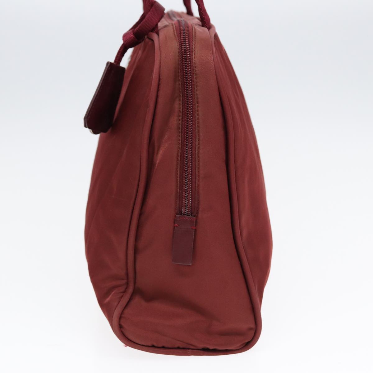 Luxury Prada Tote Bag Nylon Wine Red Silver 86345