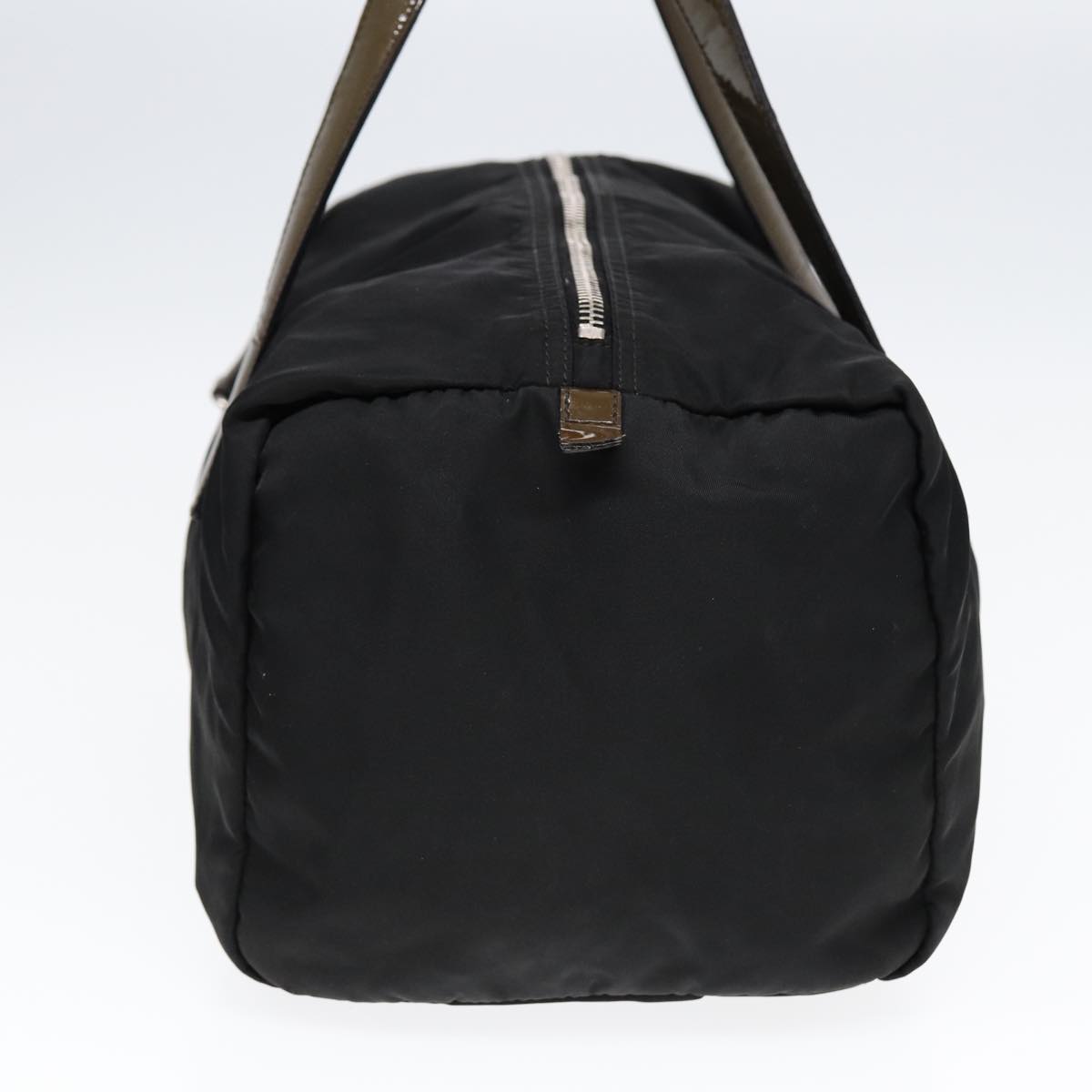 Luxury Prada Hand Bag Nylon Enamel Black Khaki Silver 86451