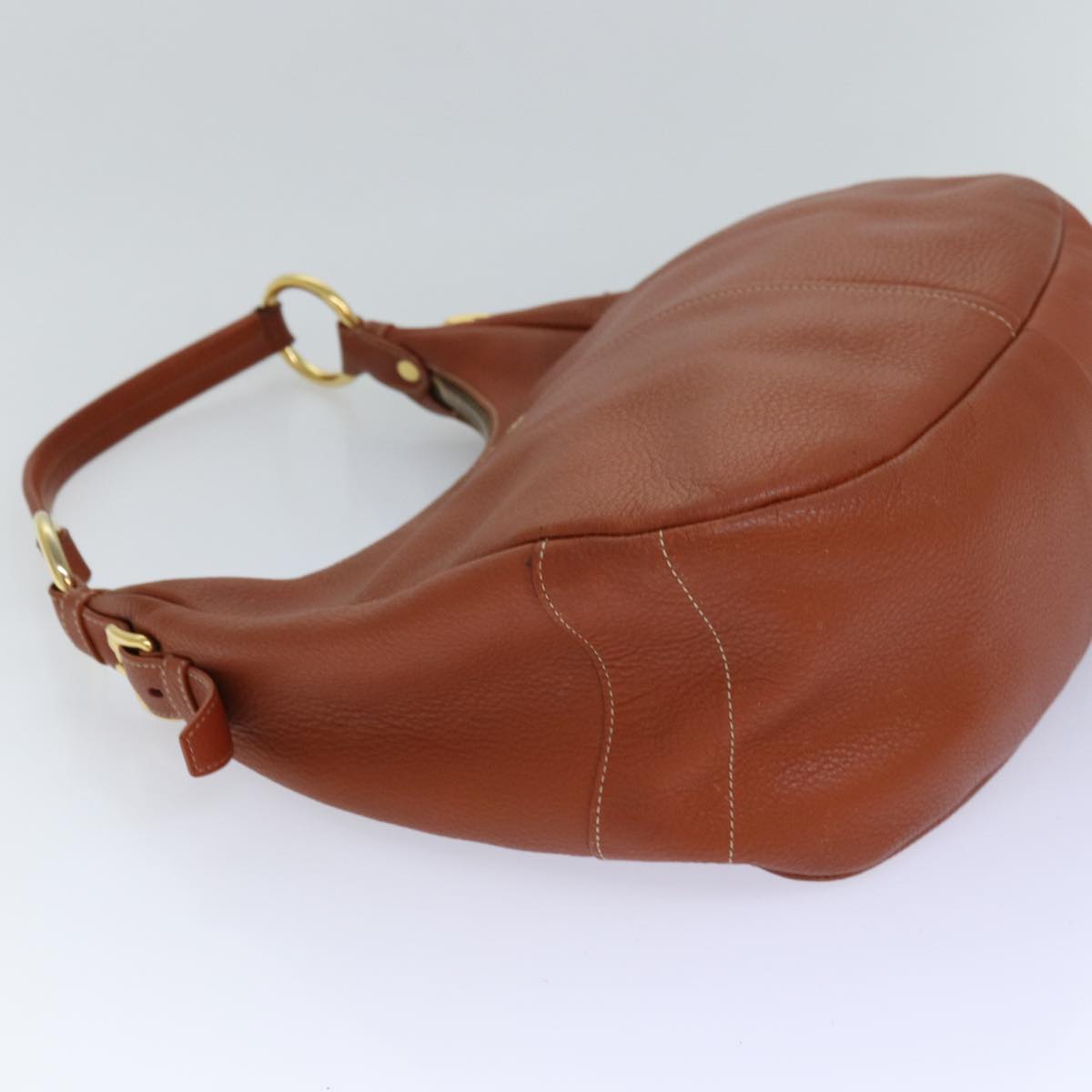 Luxury Prada Shoulder Bag Leather Brown Gold 86455