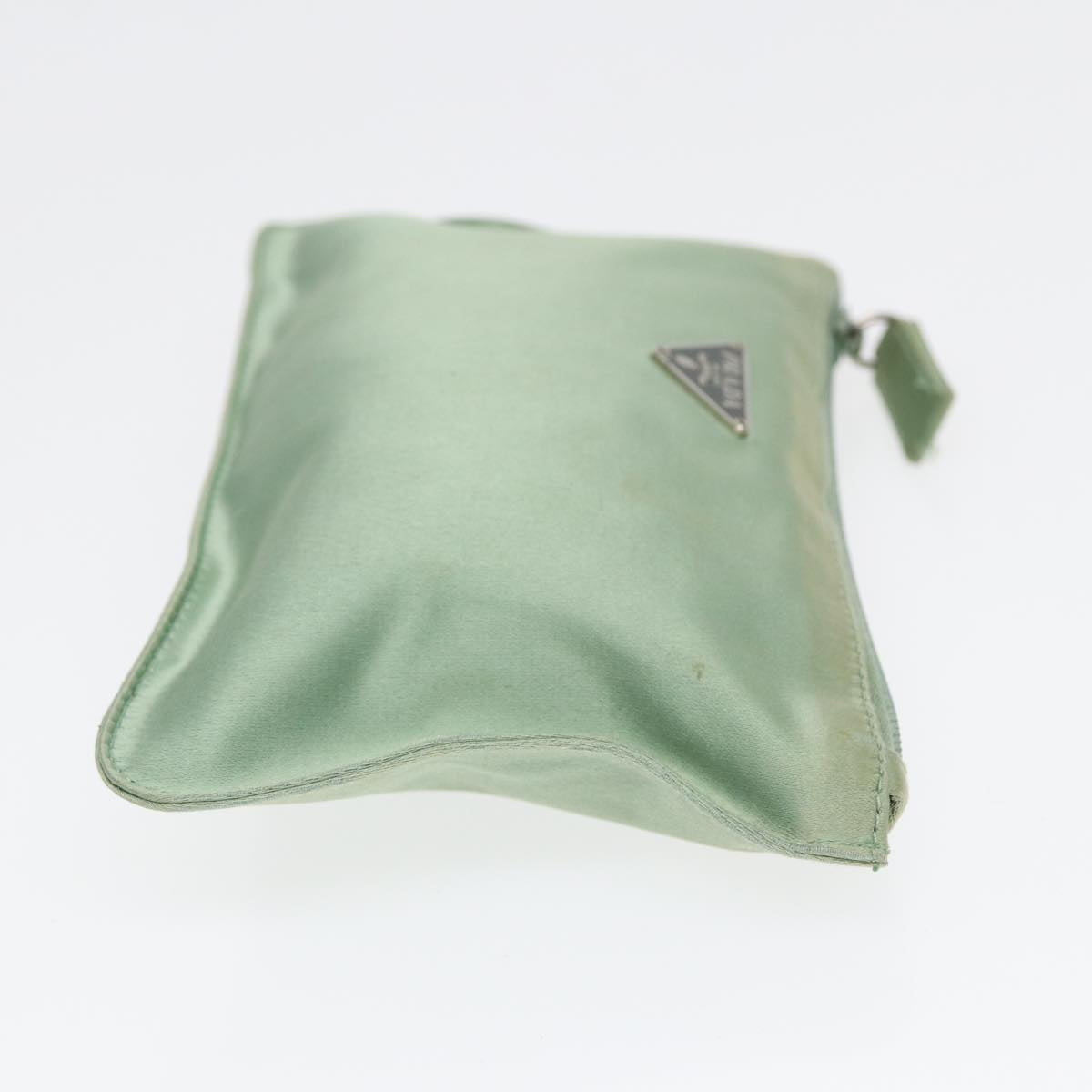 Luxury Prada Pouch Satin Green Silver 86519