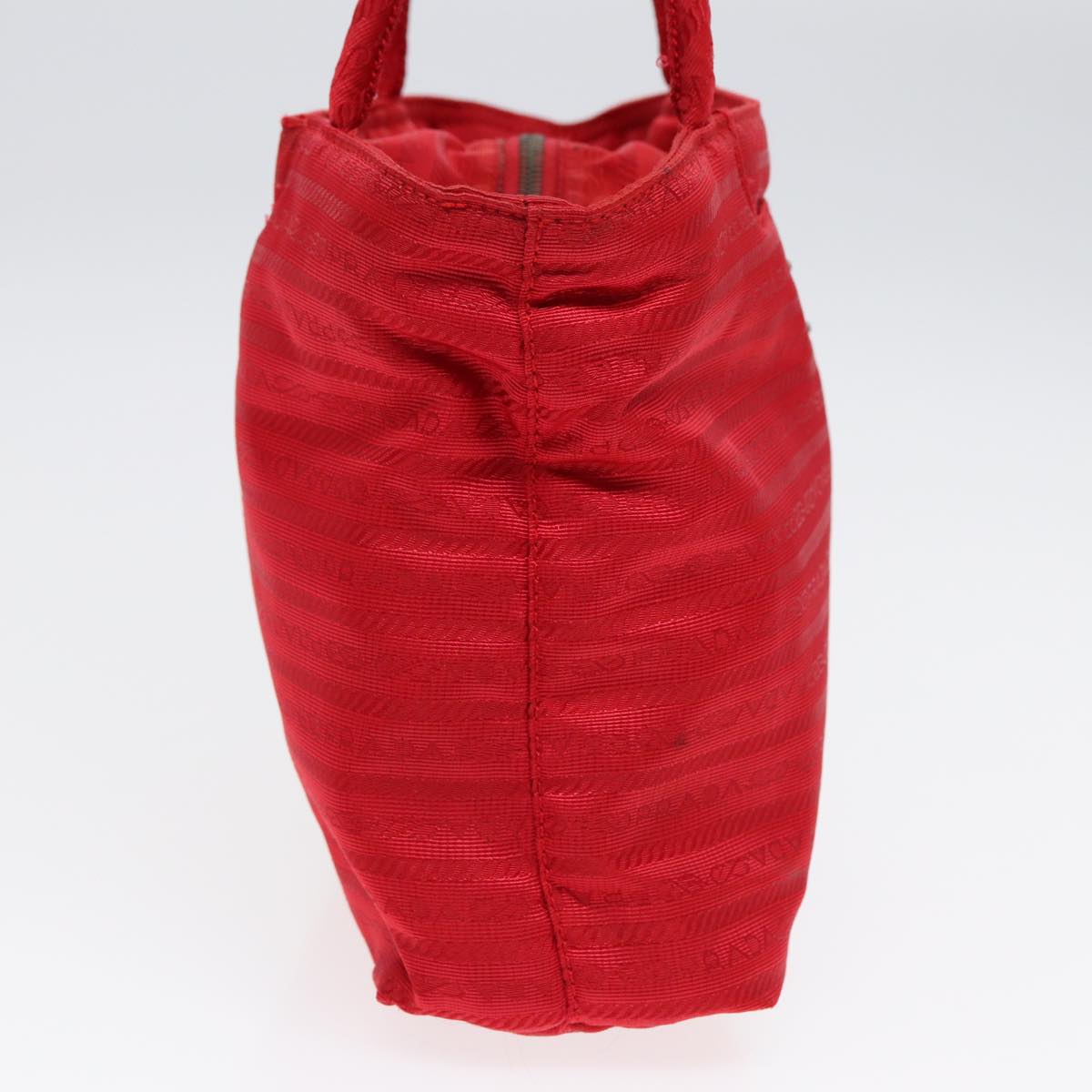 Luxury Prada Hand Bag Nylon Red Silver 86562