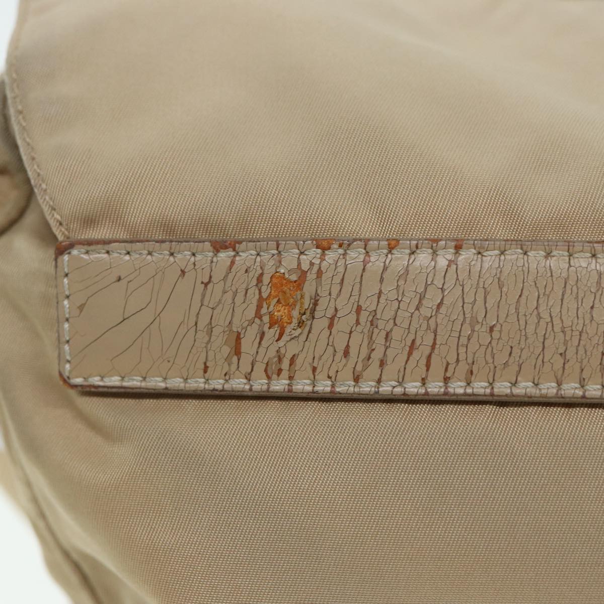 Luxury Prada Shoulder Bag Nylon Beige Silver 86645