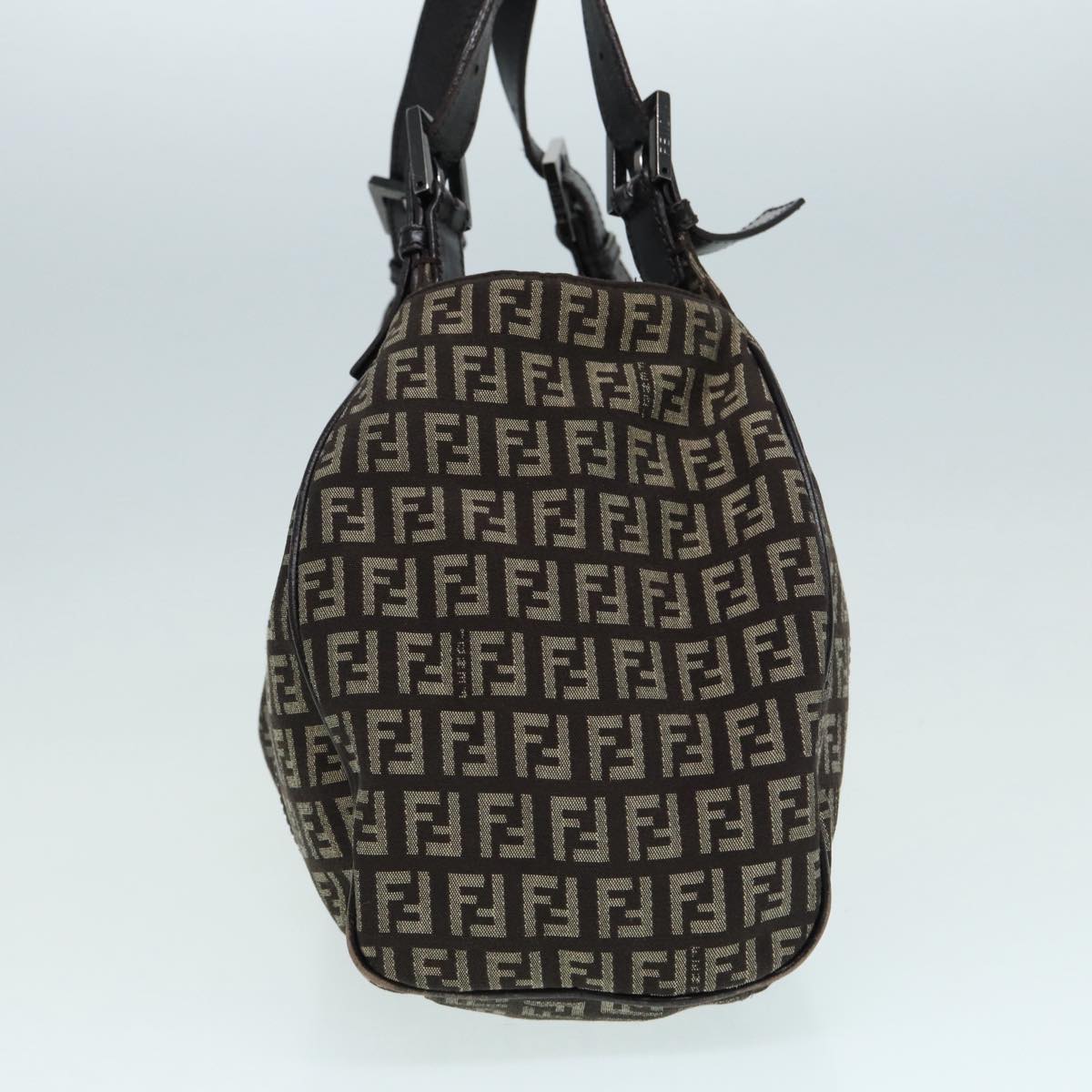 Luxury Fendi Zucchino Canvas Mamma Shoulder Bag Brown Black Silver86710