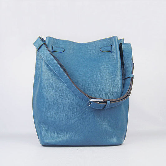 Luxury Hermes Nappa Leather Shoulder Bag H2804 blue Silver