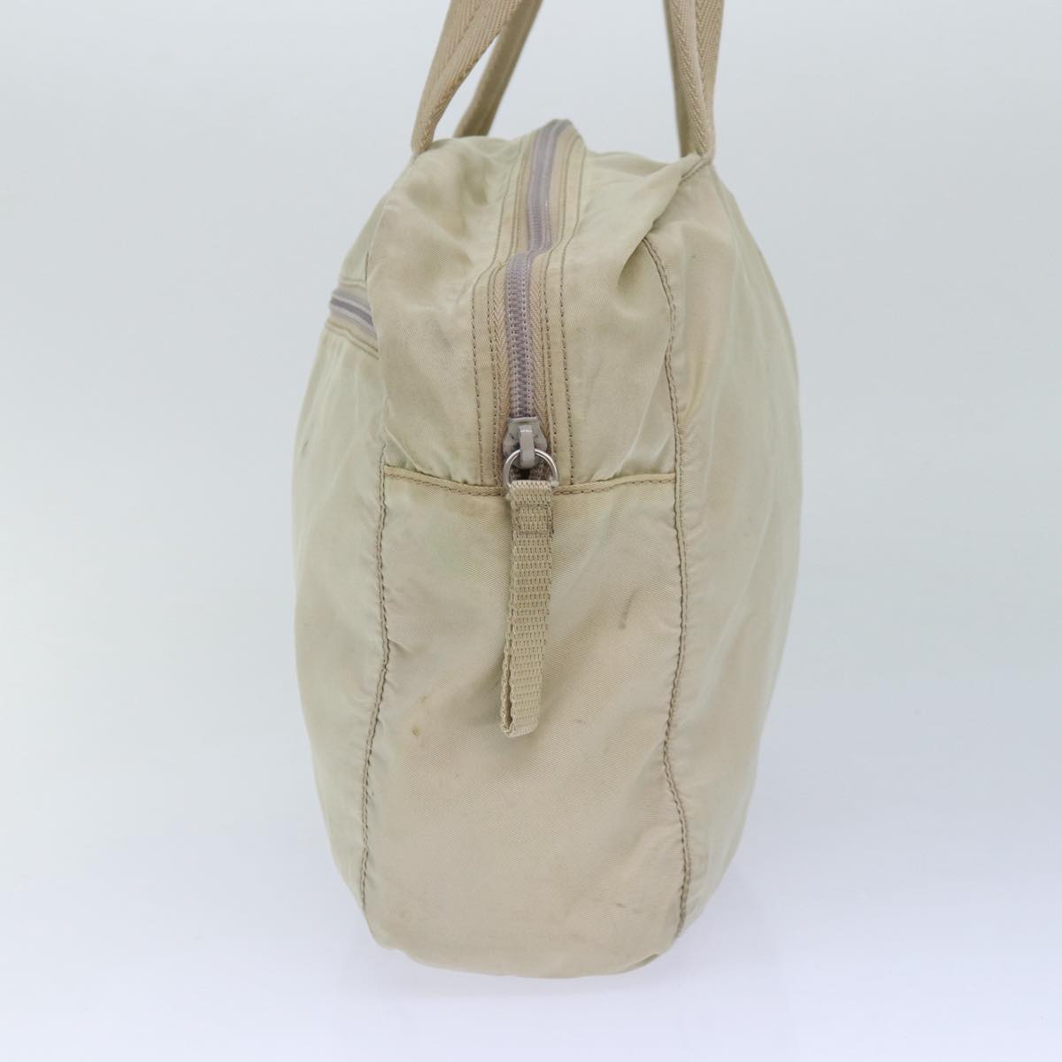 Luxury Prada Hand Bag Nylon Cream Silver 86873