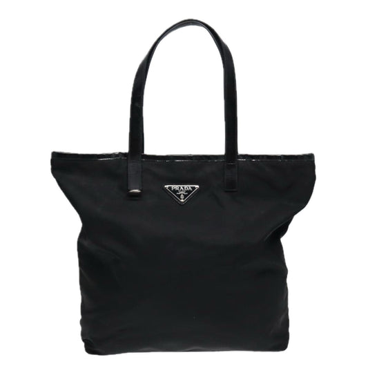 Luxury Prada Tote Bag Nylon Black Silver 86877