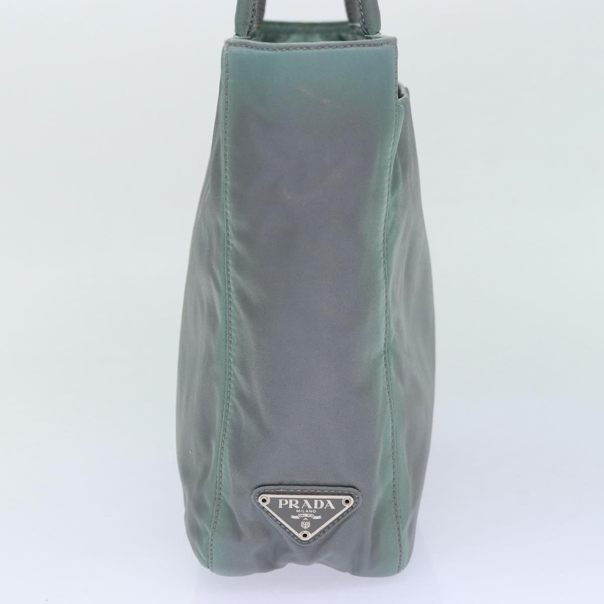 Luxury Prada Hand Bag Nylon Gray Silver 86881