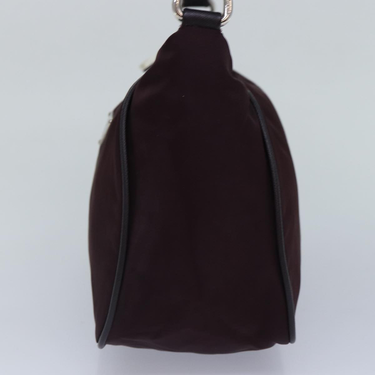Luxury Prada Shoulder Bag Nylon Wine Red Silver 86985