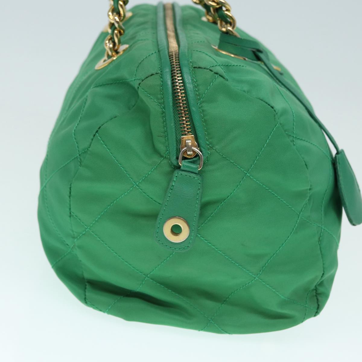 Luxury Prada Hand Bag Nylon Green Gold 86987