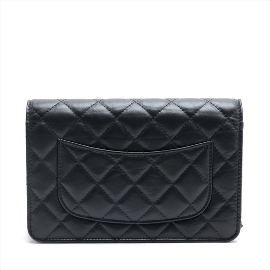 Chanel 2.55 Vintage Chain Wallet Black Black G