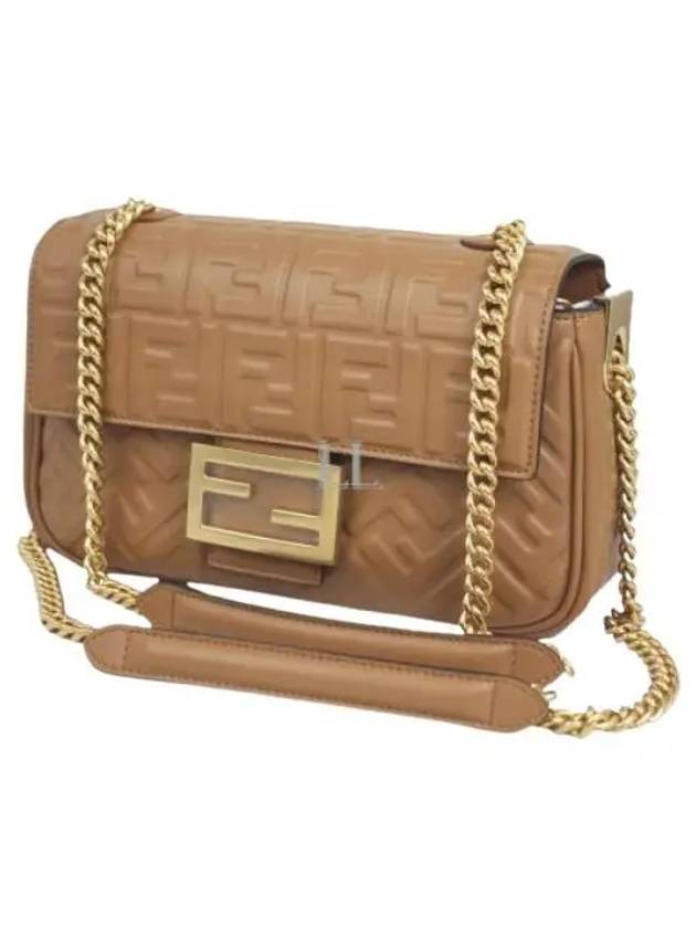 Luxury Fendi Baguette Medium Nappa Leather Chain Shoulder Bag Brown
