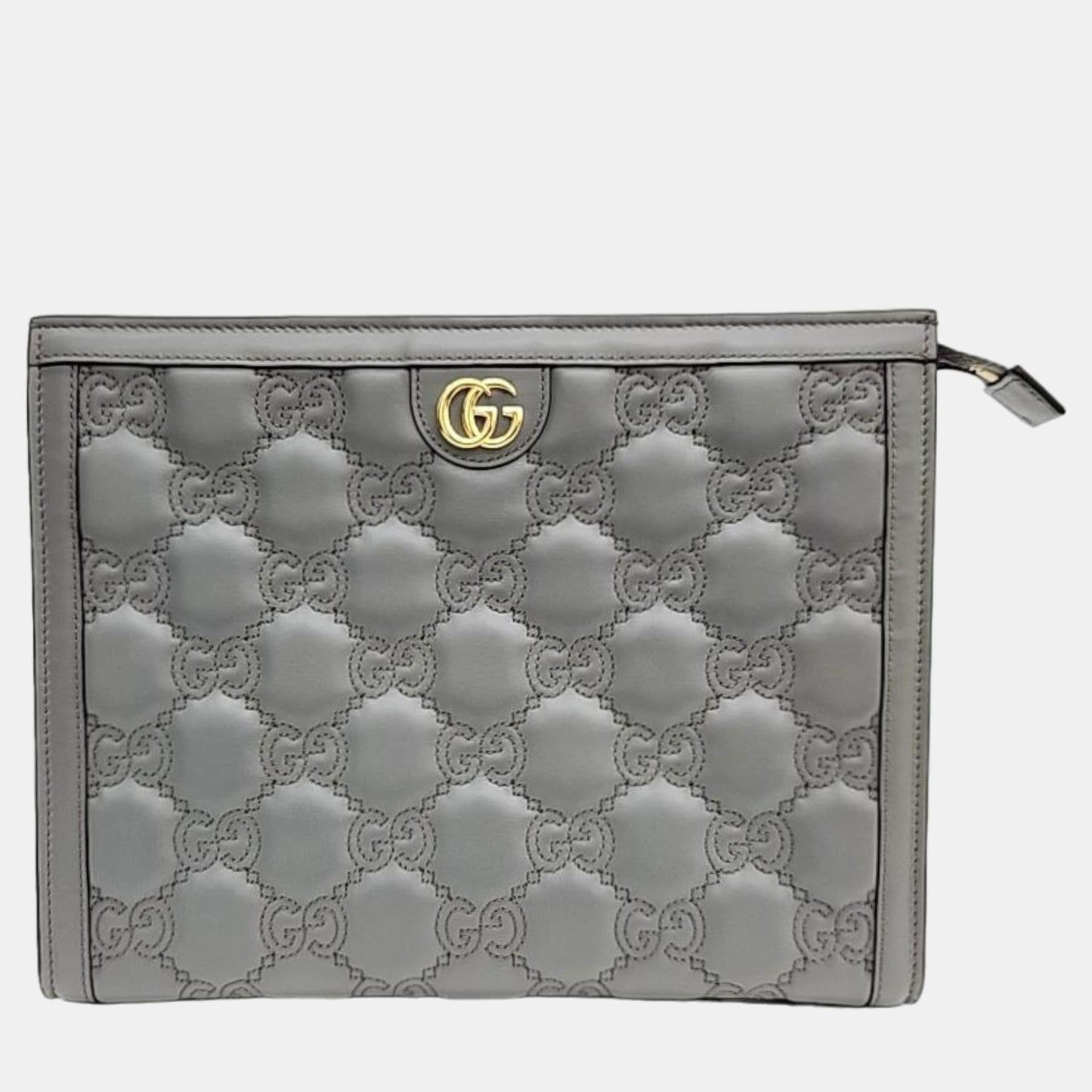 Luxury Gucci Trending 2025 Grey Leather GG Clutch