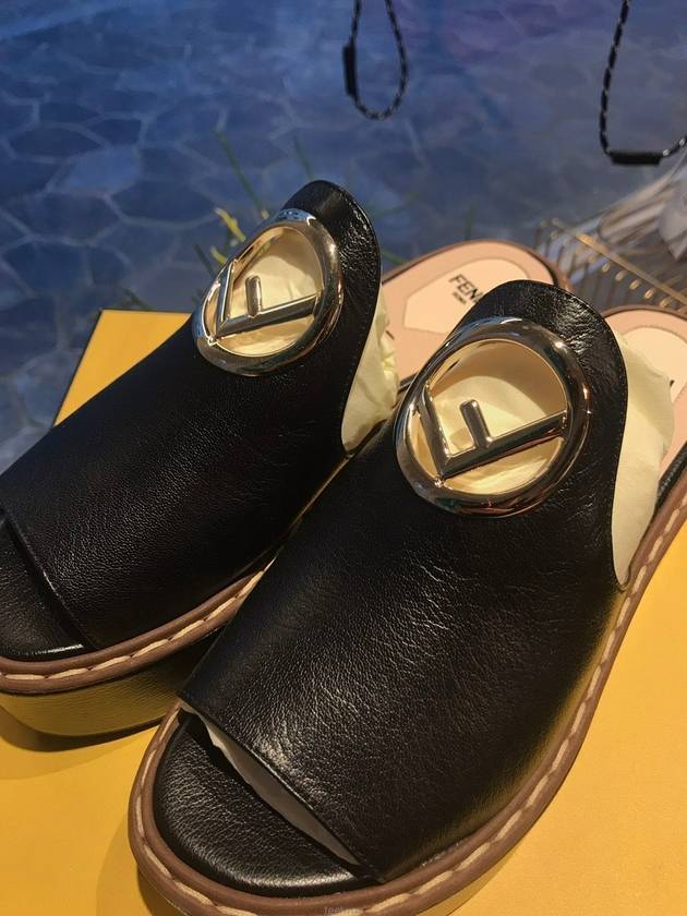 Luxury Fendi Logo Slippers Black