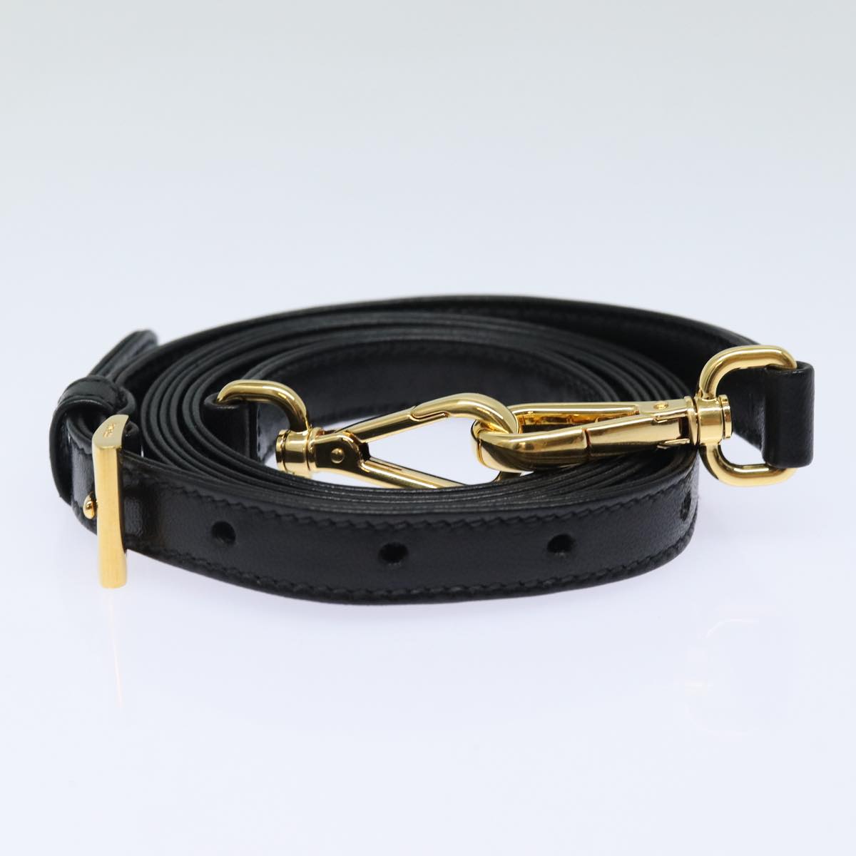 Luxury Prada Adjustable Shoulder Strap Leather 42.5""-46.5"" Black 87029