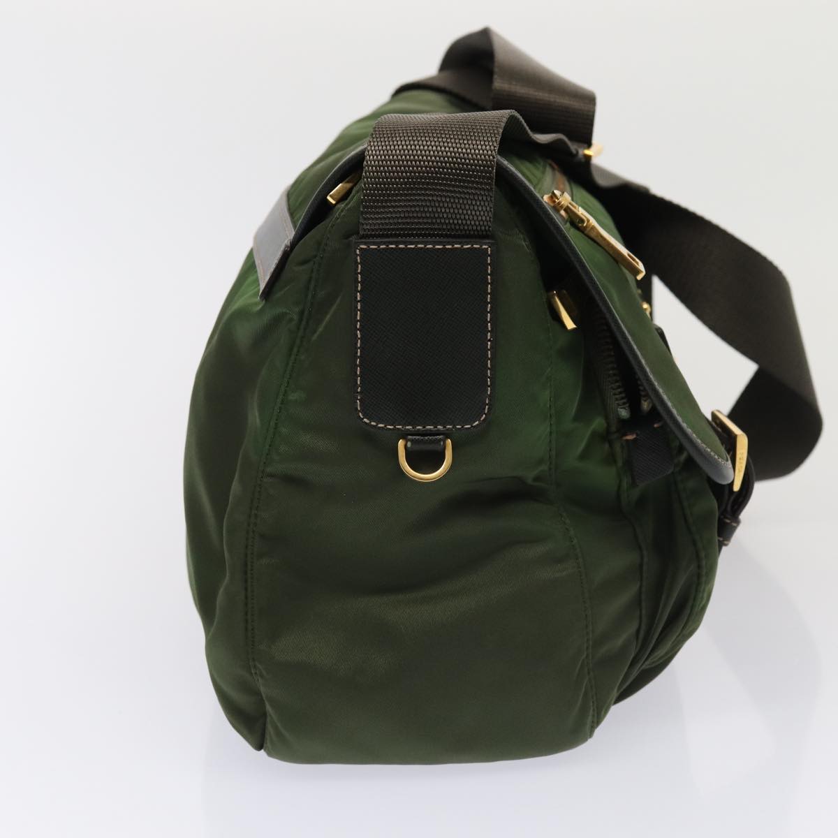 Luxury Prada Shoulder Bag Nylon Khaki Gold 87039