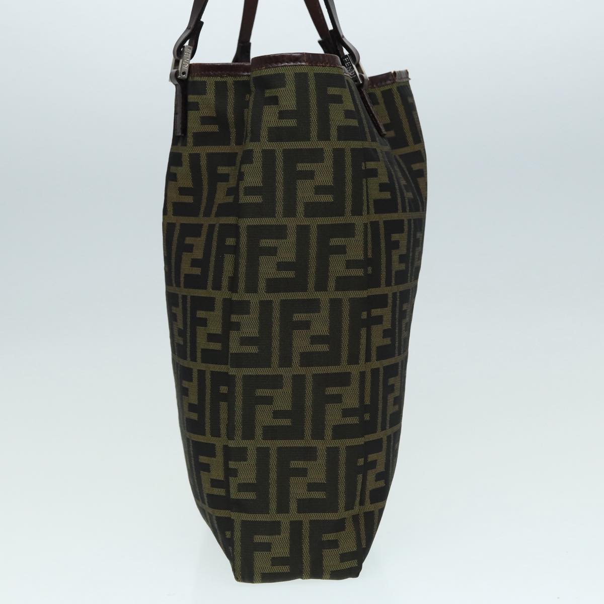 Luxury Fendi Zucca Canvas Tote Bag Brown Black Silver87107