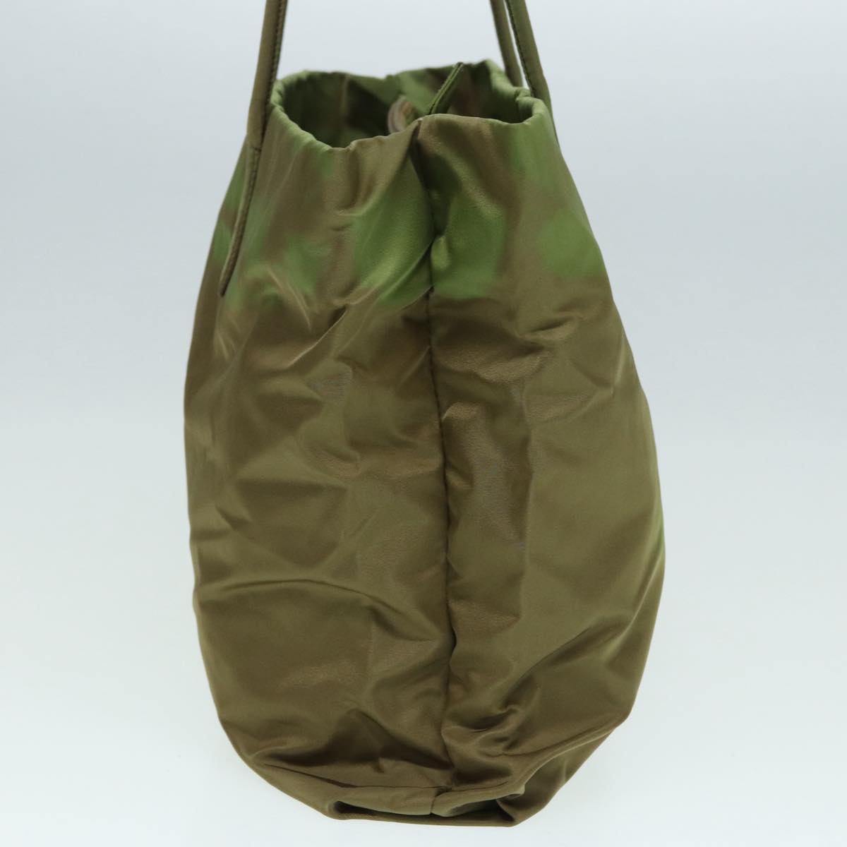 Luxury Prada Tote Bag Nylon Khaki Silver 87118
