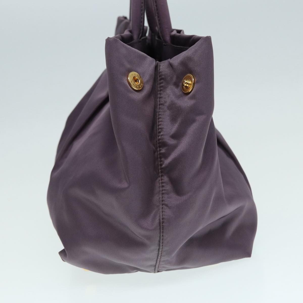 Luxury Prada Ribbon Hand Bag Nylon Purple Gold 87183