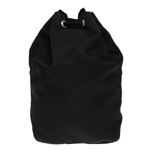 Luxury Prada Drawstring Pouch Nylon Black Silver 87269
