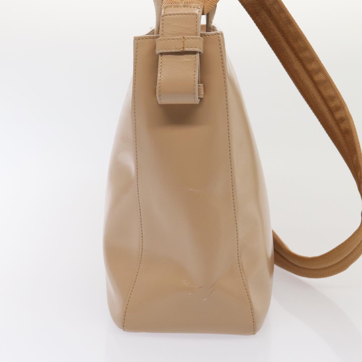 Luxury Prada Hand Bag Patent leather 2way Beige Silver 87345
