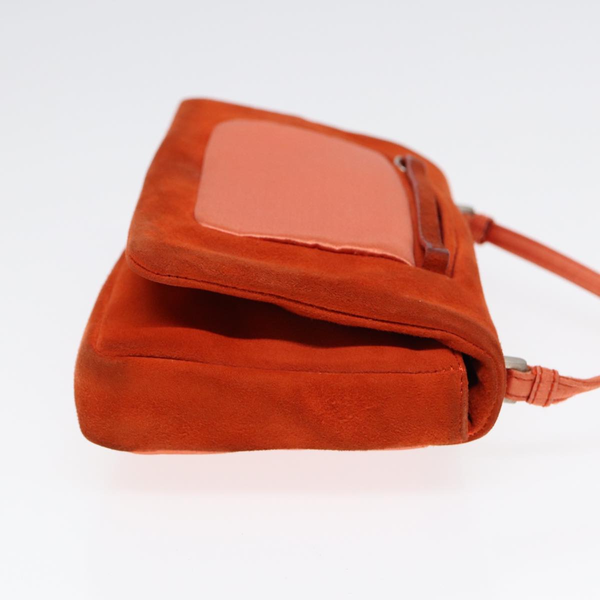 Luxury Prada Shoulder Bag Suede Orange Silver 87356
