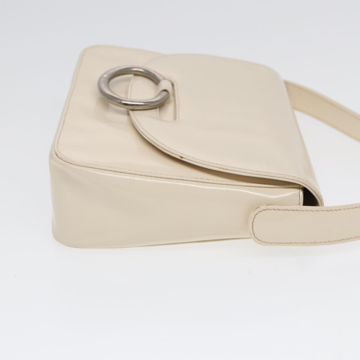 Luxury Prada Shoulder Bag Patent leather White Silver 87362