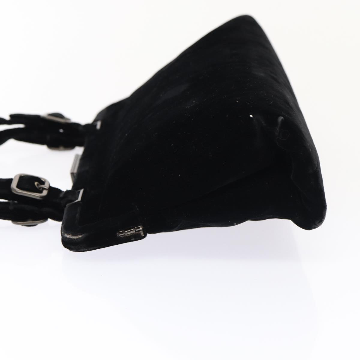 Luxury Prada Hand Bag Velor Black Silver 87363