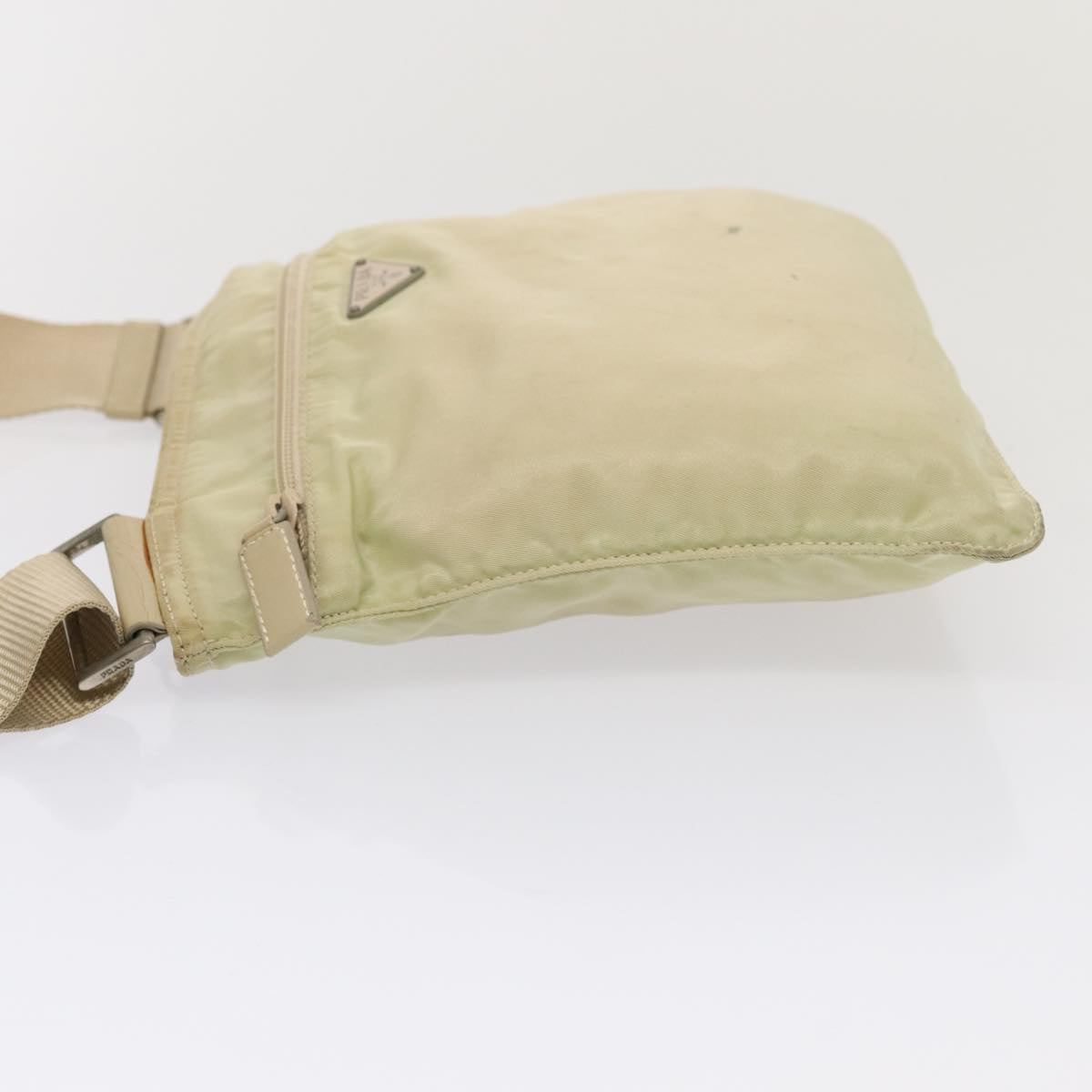 Luxury Prada Shoulder Bag Nylon Cream Silver 87421