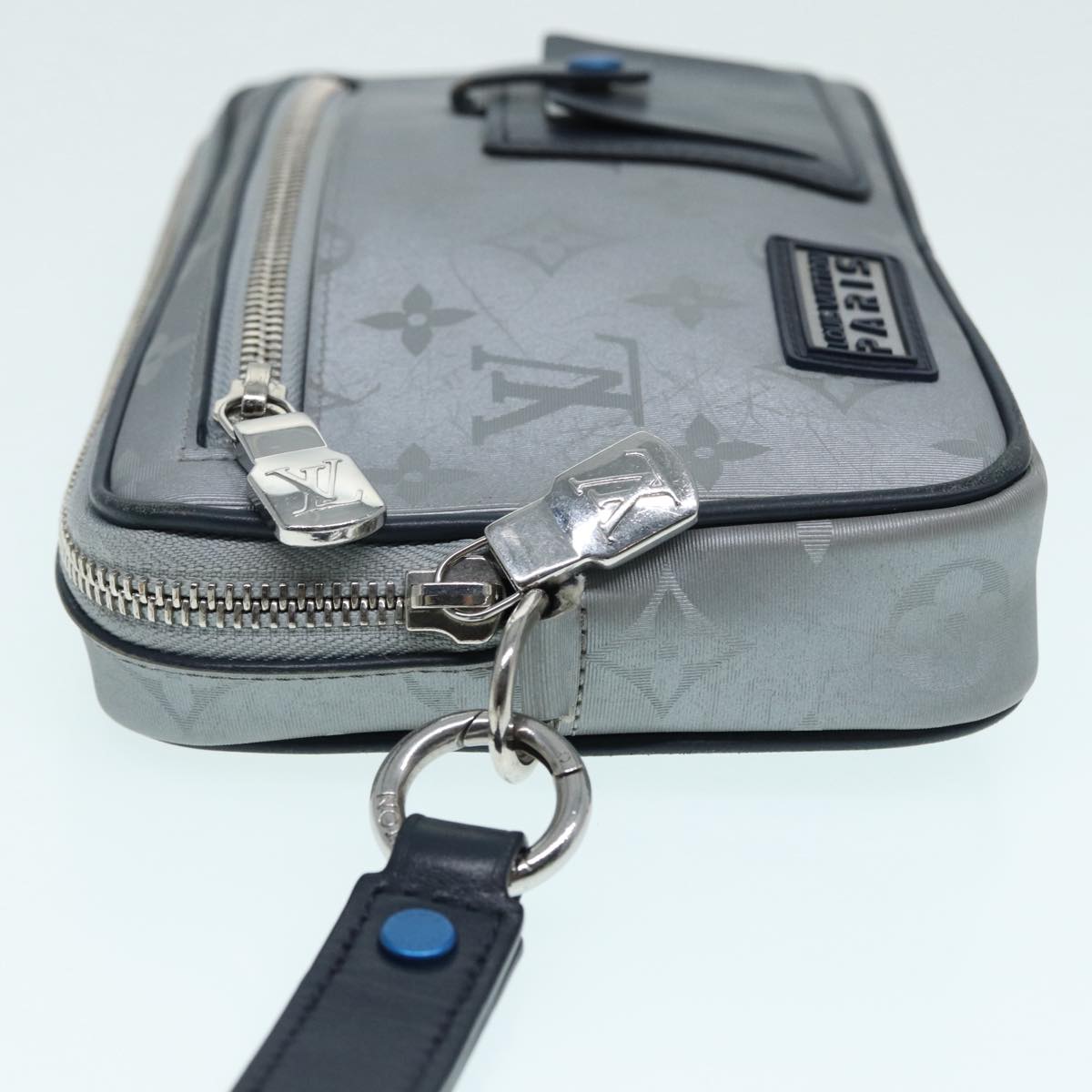 LOUIS VUITTON Monogram Satellite Alpha Clutch Bag Silver M44171 LV 87443