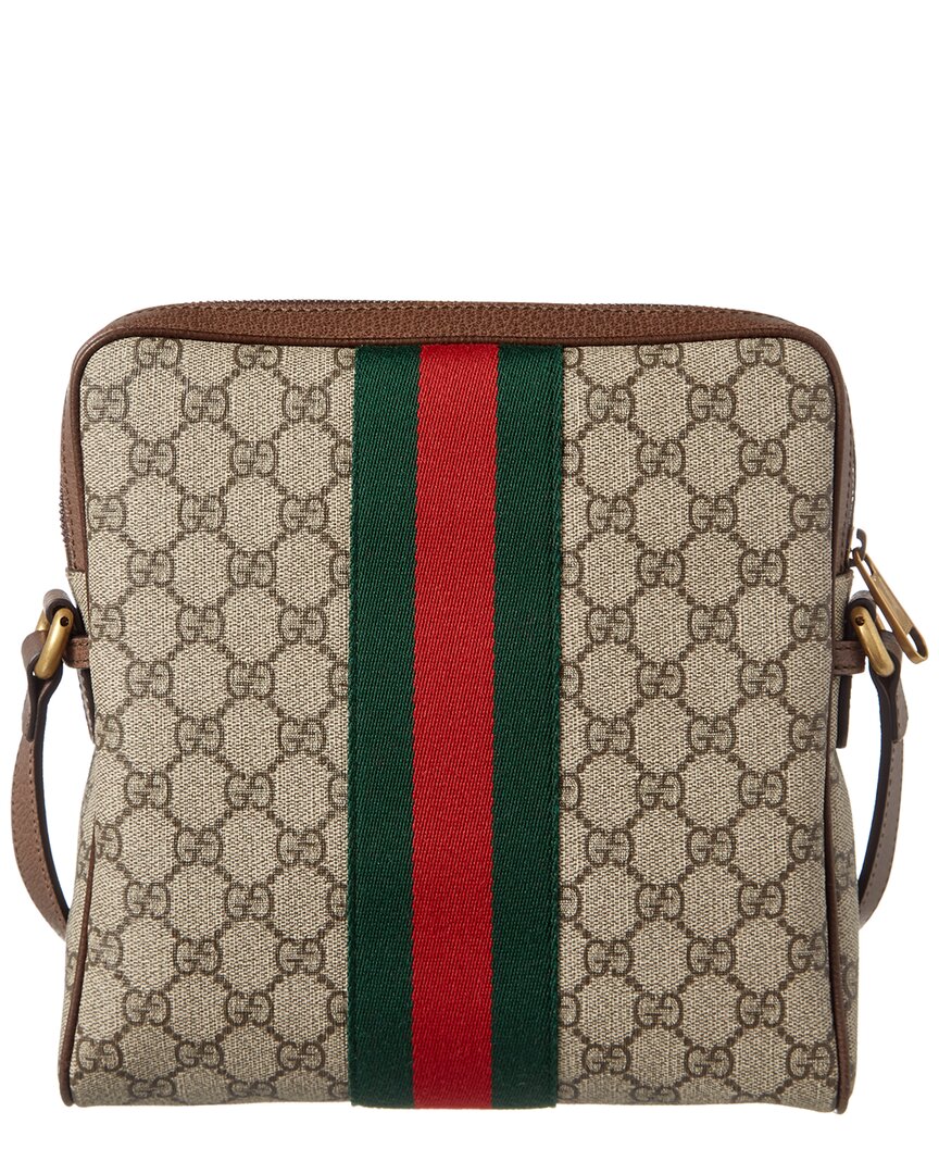 Luxury Gucci Trending 2025 Ophidia GG Supreme Canvas & Leather Small Messenger Bag, Brown