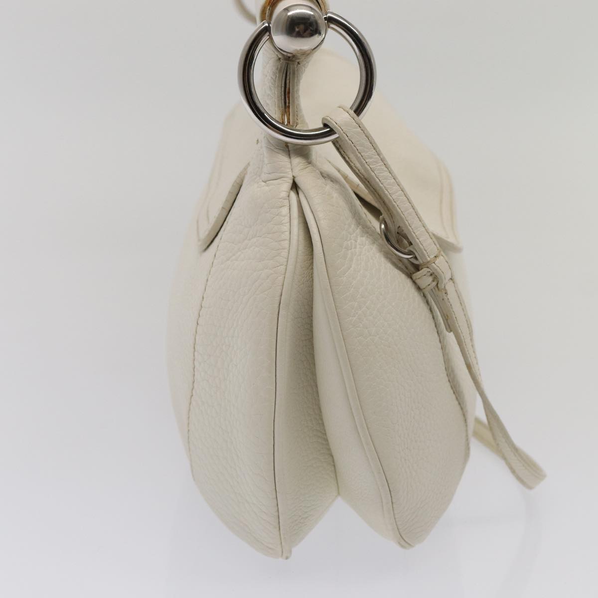 Luxury Prada Shoulder Bag Leather White Silver 87751