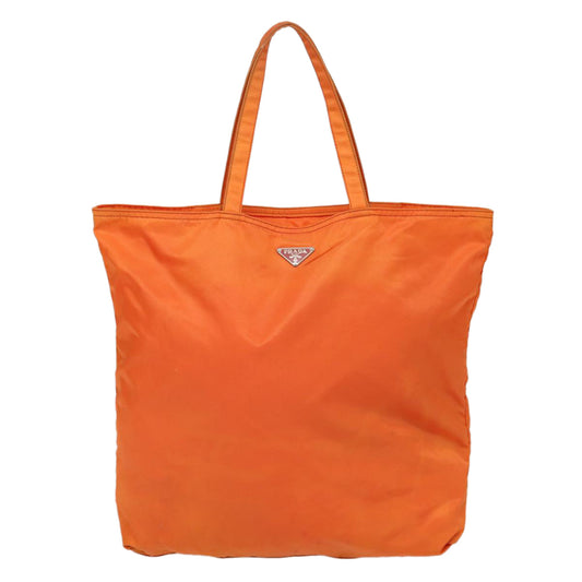Luxury Prada Tote Bag Nylon Orange Silver 87757