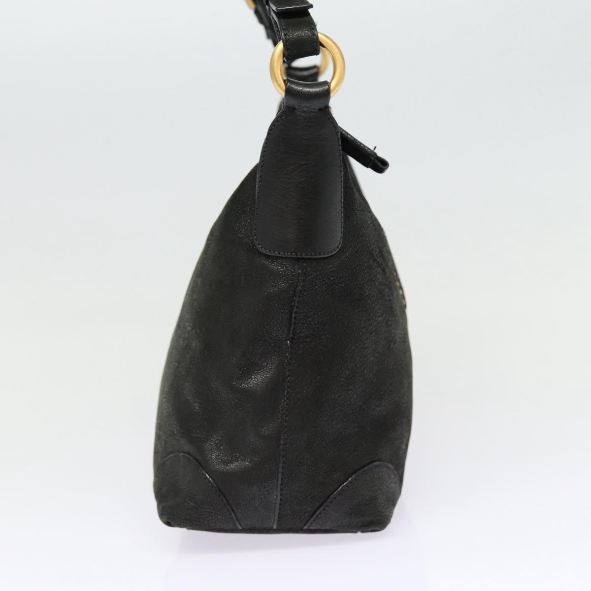 Luxury Prada Shoulder Bag Leather Black Gold 87759
