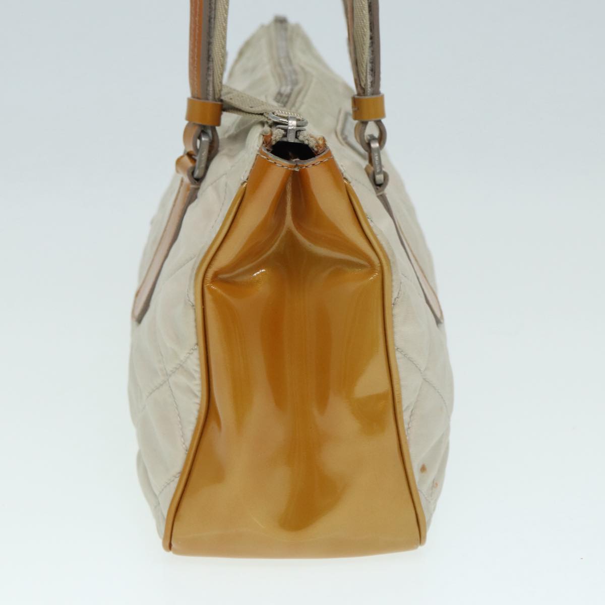 Luxury Prada Shoulder Bag Nylon Beige Silver 87764