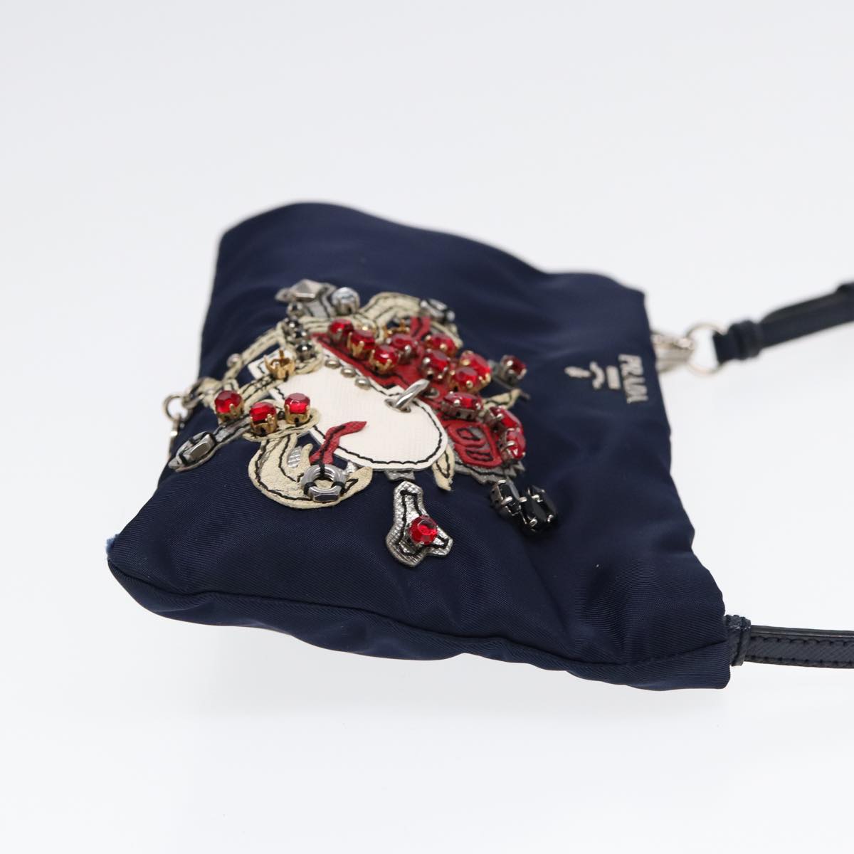 Luxury Prada Hand Pouch Nylon Navy 87814