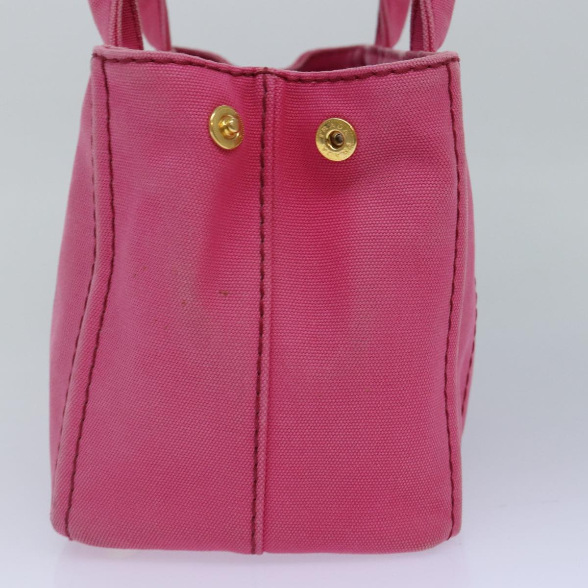 Luxury Prada Canapa PM Hand Bag Canvas 2way Pink Gold 87879