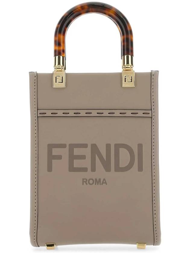 Luxury Fendi Sunshine Shopper Small Leather Tote Bag Beige