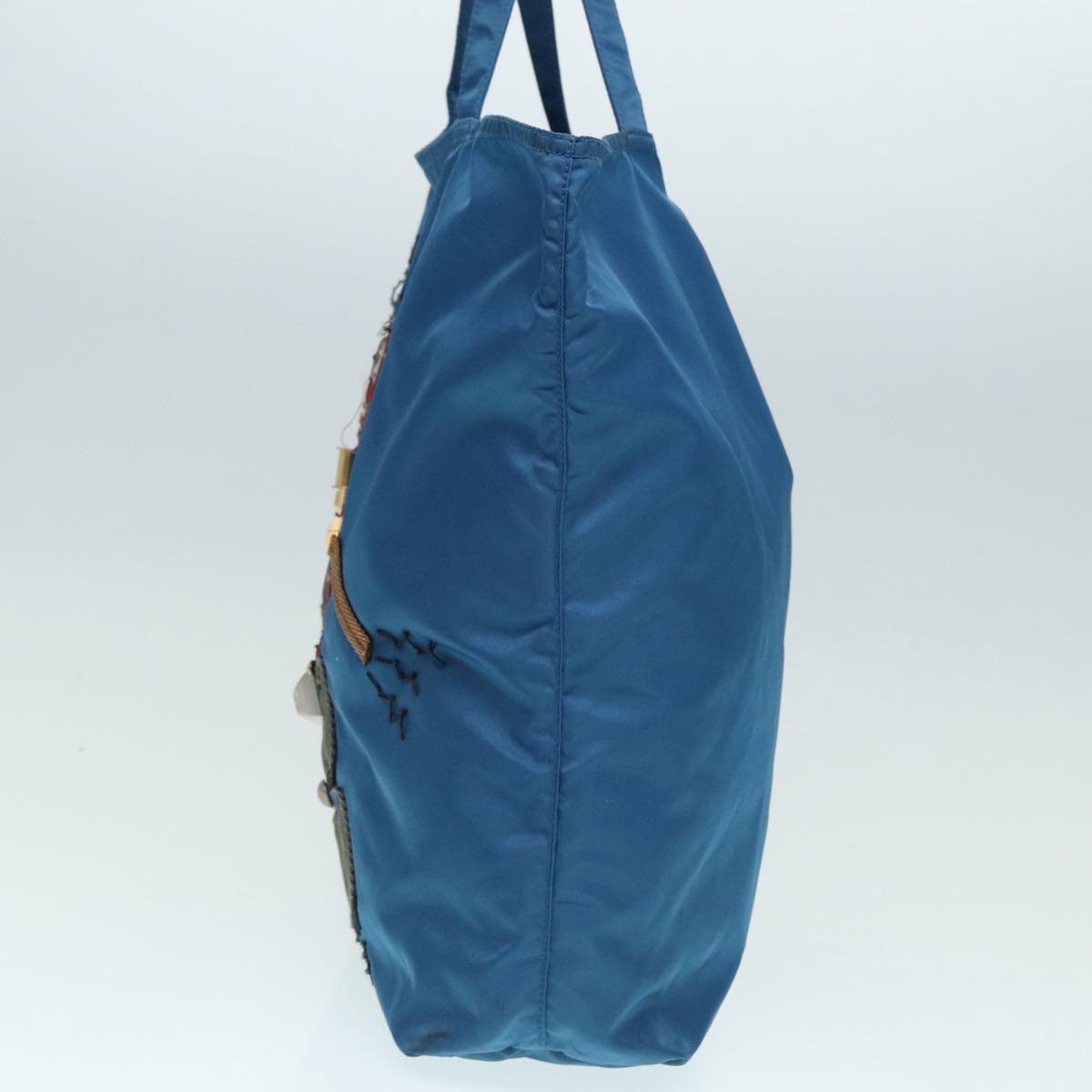 Luxury Prada Tote Bag Nylon Blue Silver 87908