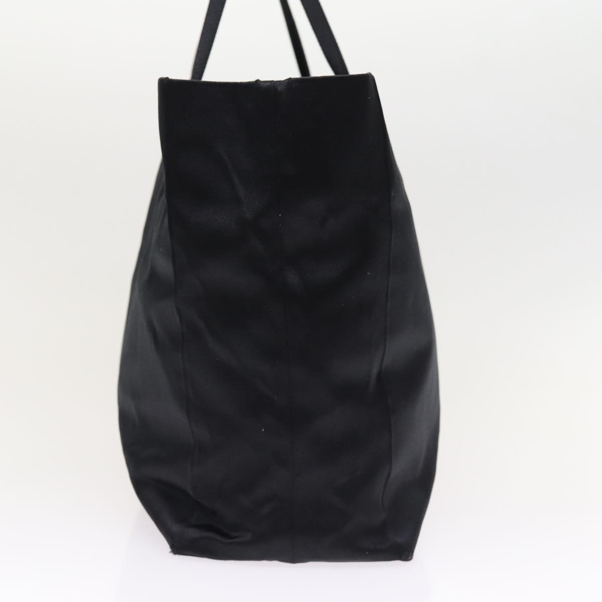 Luxury Prada Tote Bag Satin Black Silver 87909