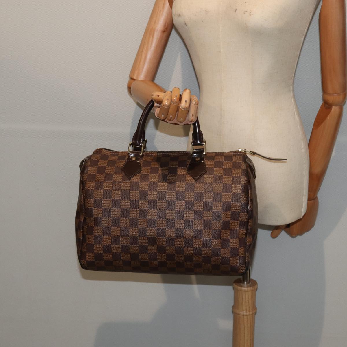 LOUIS VUITTON Damier Ebene Speedy 30 Hand Bag N41364 LV 87973