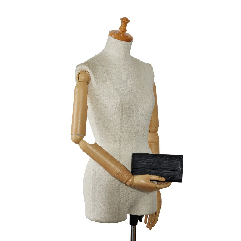 Louis Vuitton Epi Pochette Portemoney Credity Long Wallet M63572 Noneir Black Leather Louis Vuitton