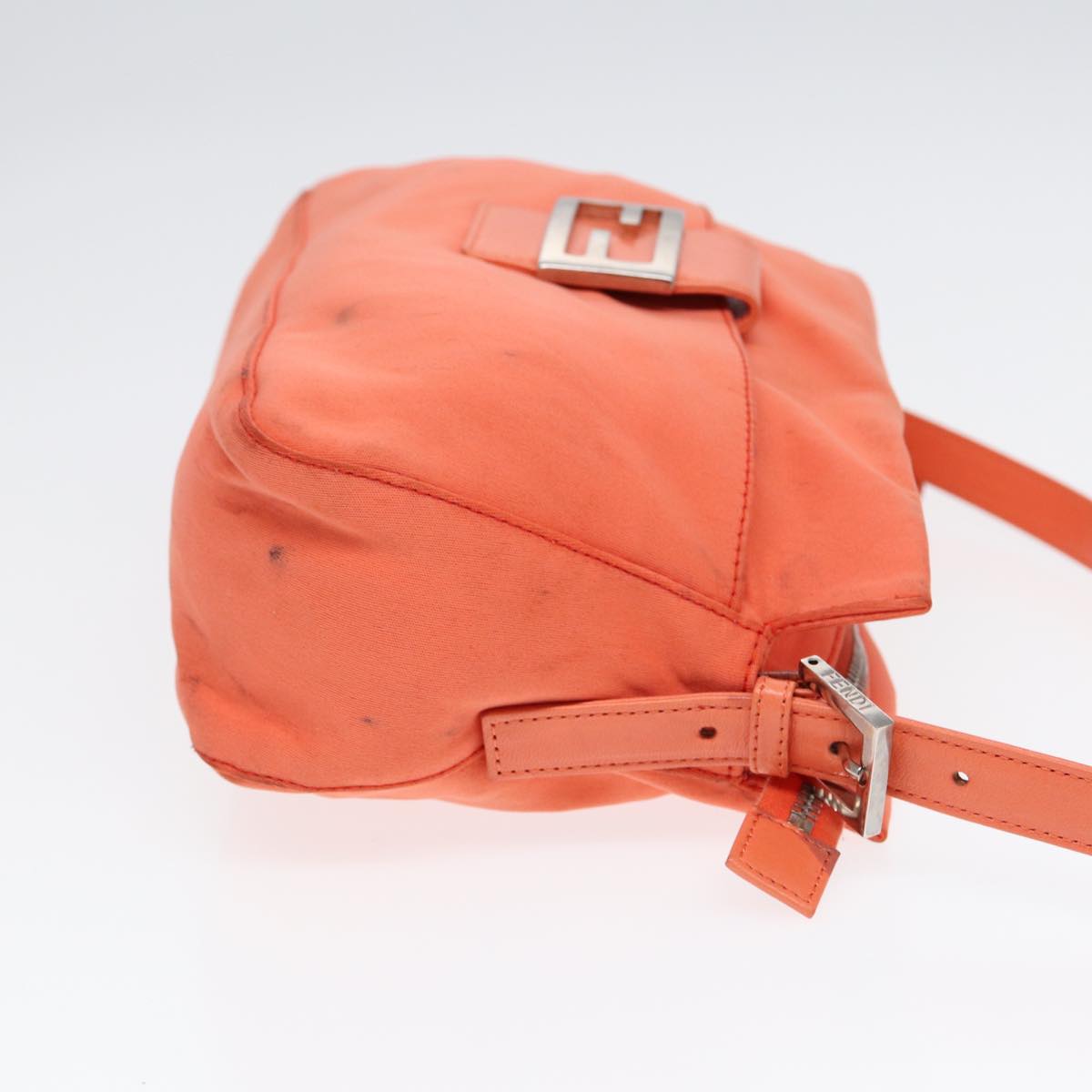 Luxury Fendi Mamma Baguette Shoulder Bag Nylon Orange Silver88076