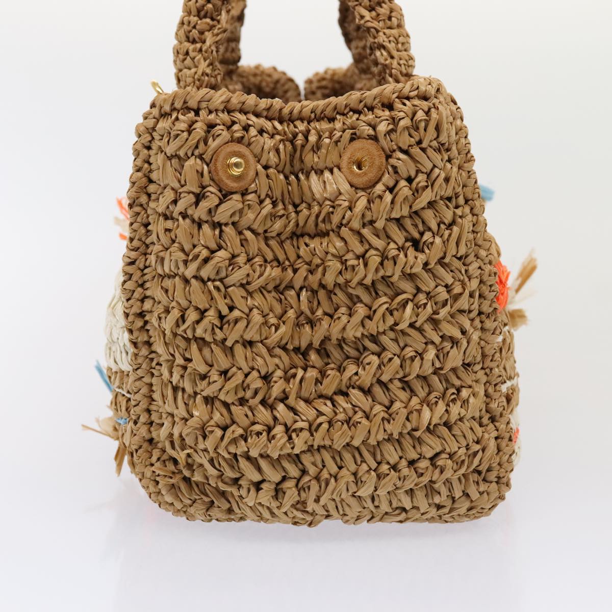 Luxury Prada Canapa Hand Bag Raffia 2way Beige Gold 88099