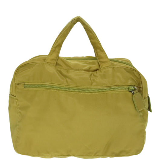 Luxury Prada Hand Bag Nylon Lime Yellow Silver 88227