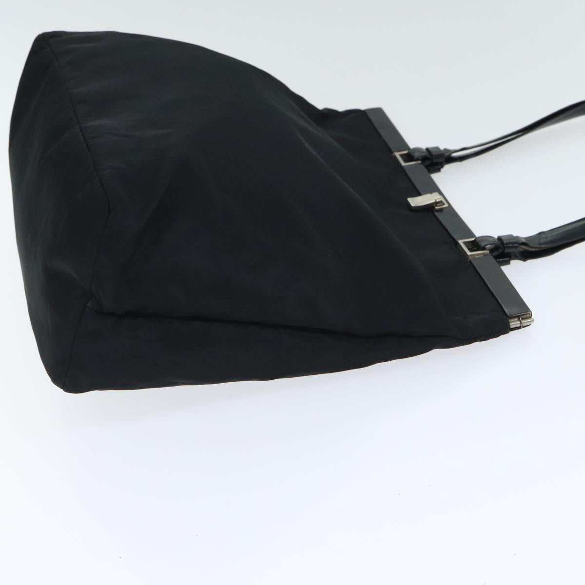Luxury Prada Tote Bag Nylon Black Silver 88230